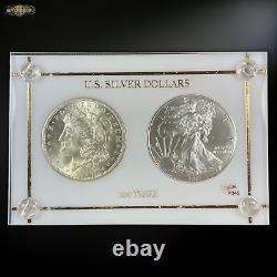 100 Years Of U. S. Silver Dollars Set 2 Coins 1921 Morgan 2021 Silver Eagle Wht