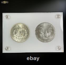 100 Years Of U. S. Silver Dollars Set 2 Coins 1921 Morgan 2021 Silver Eagle Wht