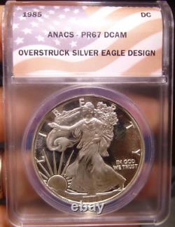 1985 Daniel Carr Overstruck Silver Eagle Design MS67 ANACS