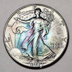 1986 1 oz Silver American Eagle PQ Neon Rainbow Pattern Toning SKU-E3342