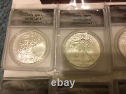 1986-2016 $ 1 American Silver Eagle 36 Coin Set ANACS MS69