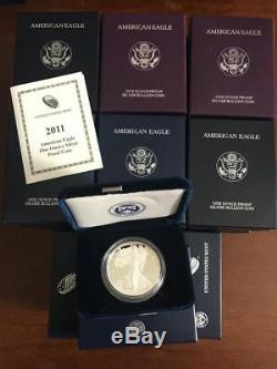1986-2018 American Eagle Silver Proof Box + Coa Lot of 32 Set
