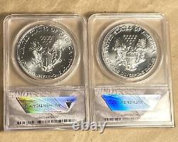 1986 & 2020 American Silver Eagle 2 Coin Legacy Set ANACS MS69