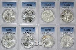 1986-2020 American Silver Eagles Complete 35-Coin Set Each Graded PCGS MS69