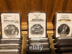 1986-2022 140 Coin Complete Set Silver American Eagles PF/MS NGC, room For 2023