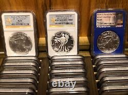 1986-2022 140 Coin Complete Set Silver American Eagles PF/MS NGC, room For 2023