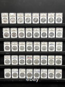 1986 2023 American Silver Eagle Complete Date Set NGC MS69 40-pc Label Variety