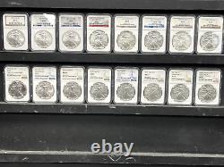 1986 2023 American Silver Eagle Complete Date Set NGC MS69 40-pc Label Variety