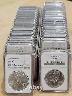 1986 2024 American Silver Eagle 40 Coin Set Ngc Ms69 Brown Premium Coins Pq
