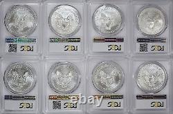 1986-2024 American Silver Eagles Complete 40 Coin Set Each Graded PCGS MS69