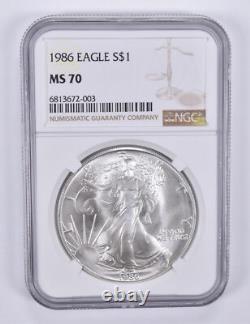 1986 American Silver Eagle MS70 NGC Brown Label