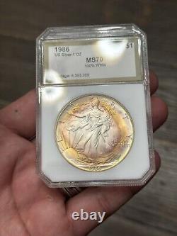 1986 American Silver Eagle Sunset Bullseye Toned