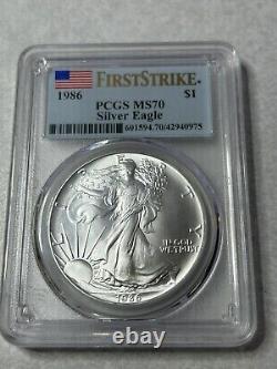 1986 American silver eagle first strike PCGS MS 70