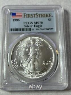 1986 American silver eagle first strike PCGS MS 70