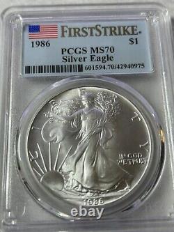 1986 American silver eagle first strike PCGS MS 70