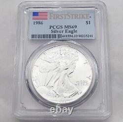 1986 PCGS MS69 First Strike American Silver Eagle 225241