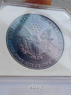 1986 (S) American $1 Silver Eagle 1 oz. Fine 999 BLUE and PURPLE TONED KEY DATE