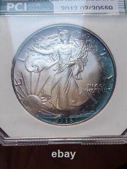 1986 (S) American $1 Silver Eagle 1 oz. Fine 999 BLUE and PURPLE TONED KEY DATE