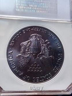 1986 (S) American $1 Silver Eagle 1 oz. Fine 999 BLUE and PURPLE TONED KEY DATE