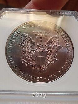 1986 (S) American $1 Silver Eagle 1 oz. Fine 999 BLUE and PURPLE TONED KEY DATE