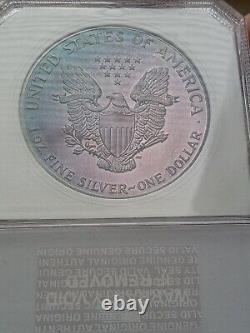 1986 (S) American $1 Silver Eagle 1 oz. Fine 999 BLUE and PURPLE TONED KEY DATE