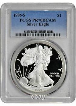 1986 S PCGS PR70DCAM American Silver Eagle Blue Label