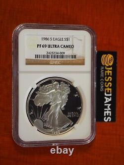 1986 S Proof Silver Eagle Ngc Pf69 Ultra Cameo Classic Brown Label