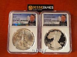 1986 S Proof & Silver Eagle Ngc Pf69 Ultra Cameo & Ms69 2 Coin Set Reagan Labels