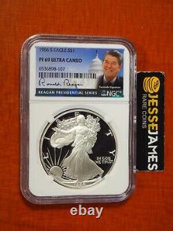1986 S Proof Silver Eagle Ngc Pf69 Ultra Cameo Ronald Reagan Presidential Series