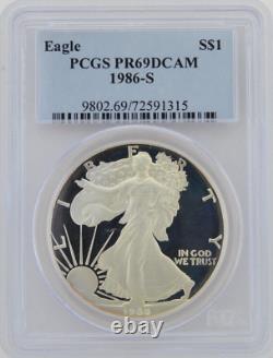 1986 S U. S Proof Silver Eagle PCGS PR69DCAM A696
