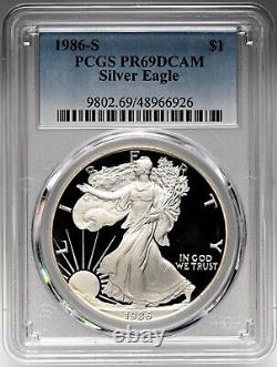 1986-s $1 Proof American Silver Eagle Pcgs Pr69 Dcam #48966926 Exact Coin Shown