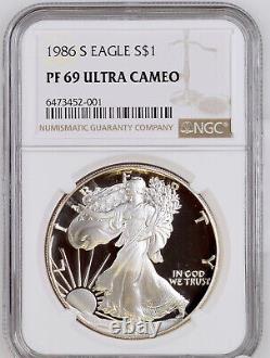 1986-s American Silver Eagle Proof Graded Ngc Pf 69 Ultra Cameo Key Date