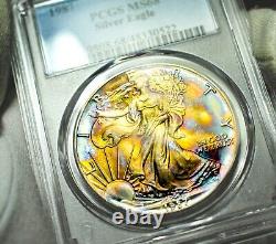 1987 $1 American Eagle Silver Dollar PCGS MS 68 Monster Toned EYE POPPING UNIQE