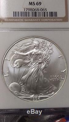 1987-2006 Silver-American-Eagle Set / Collection NGC-MS69