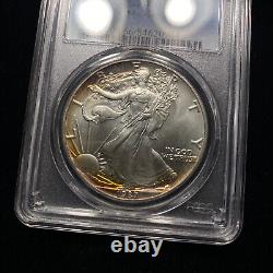 1987 American Silver Eagle PCGS MS66 Toned Color Bullion Toning