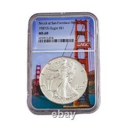 1987 S American Silver Eagle NGC MS69 San Francisco Bay Bridge Core