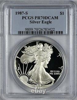 1987 S American Silver Eagle PCGS PR70 Deep Cameo Minor Spots