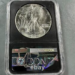 1987 Silver Eagle NGC MS69, Vickers Sig. MINT ERROR, Obv Struck Thru (82397)