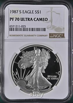 1987-s S$1 Silver American Eagle 1 Oz Ngc Pf 70 Ultra Cameo Rarity R2 Top Pop