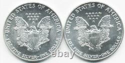 1988 & 1990 Early Us Silver Eagles-nearly Flawless