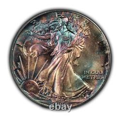 1988 $1 1 oz Silver American Eagle PQ Rainbow Toning SKU-E3361