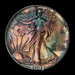 1988 $1 1 oz Silver American Eagle PQ Rainbow Toning SKU-E3361