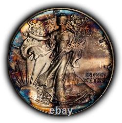 1988 1 oz Silver American Eagle PQ Rainbow Pattern Toning BU SKU-E3456