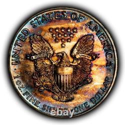 1988 1 oz Silver American Eagle PQ Rainbow Pattern Toning BU SKU-E3456