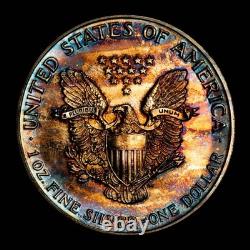 1988 1 oz Silver American Eagle PQ Rainbow Pattern Toning BU SKU-E3456