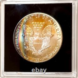 1988 Silver Eagle Superb Gem BU Bright Incredible 2 Sided Rainbow Monster