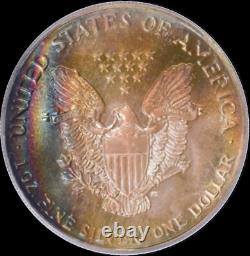 1988 Silver Eagle Superb Gem BU Bright Incredible 2 Sided Rainbow Monster