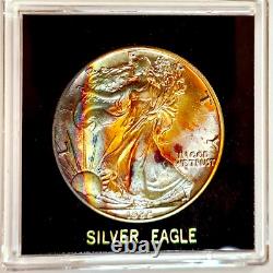 1988 Silver Eagle Superb Gem BU Bright Incredible 2 Sided Rainbow Monster
