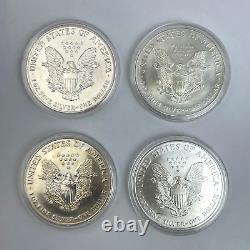 1989 1994 1998 1999 Set of 4 American Eagle 1 Troy oz Fine Silver $1 Dollar