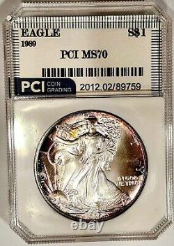 1989 American Silver Eagle Gem BU ++++ Album Toned Rainbow Colors